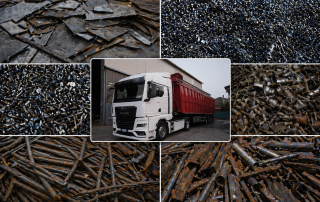 Camion per trasporto rottami metallici con lamiere sfridi torniture acciaio ferro tondino e proler